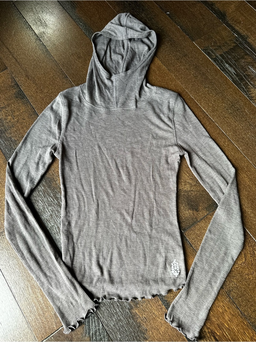 Free People Movement Breathe Easy Cotton Blend Lettuce Trim Lightweight Hoodie S